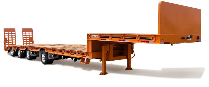 Loadstar Trailers Tridem Axle plus Steer Axle Step Deck Excavator Ramps Orange