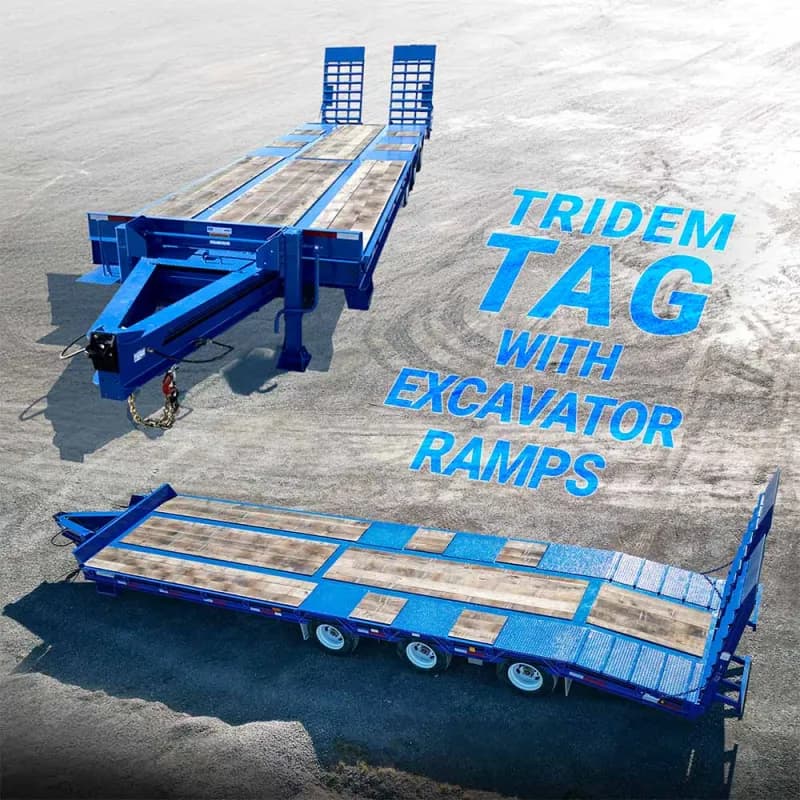 Loadstar Trailers Tridem Tag Trailer Blue Excavator Ramps