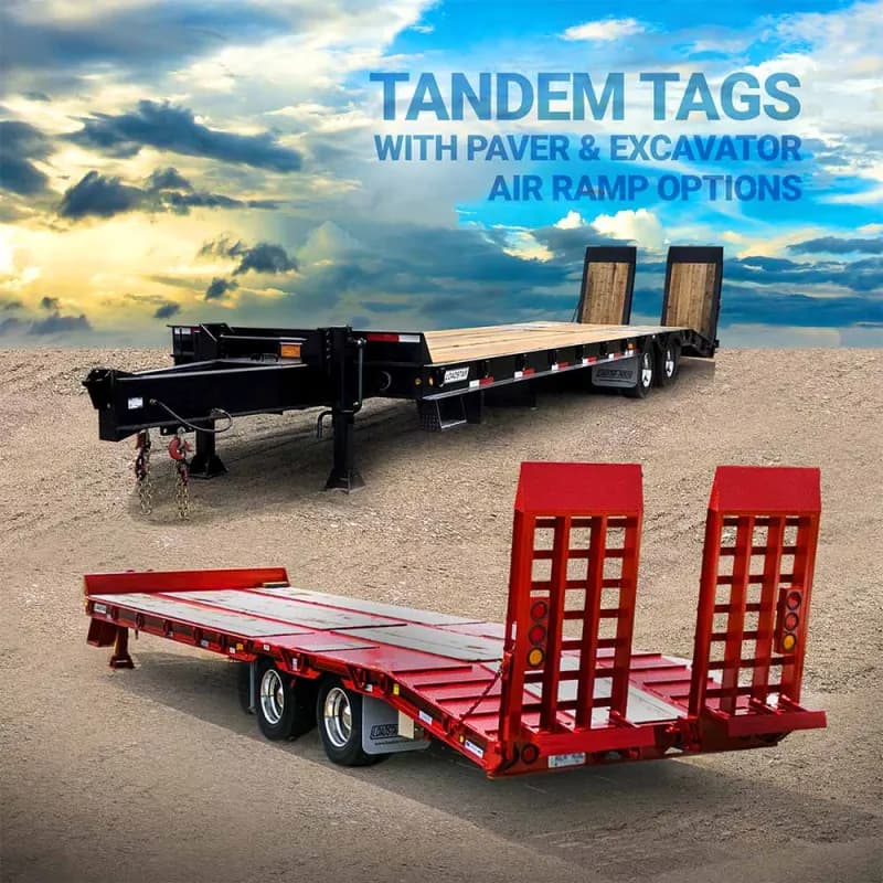 Loadstar Trailers Tandem Tag Trailers Air Ramps Available as Paver or Excavator
