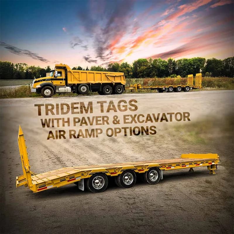 Loadstar Trailers Tridem Heavy Tag Trailer Yellow Excavator Ramps Aluminum Wheels
