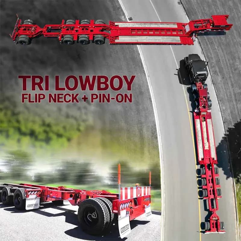 Loadstar Trailers Specialized Lowboy Trailer System Tri Axle + Flip Neck + Pin-On