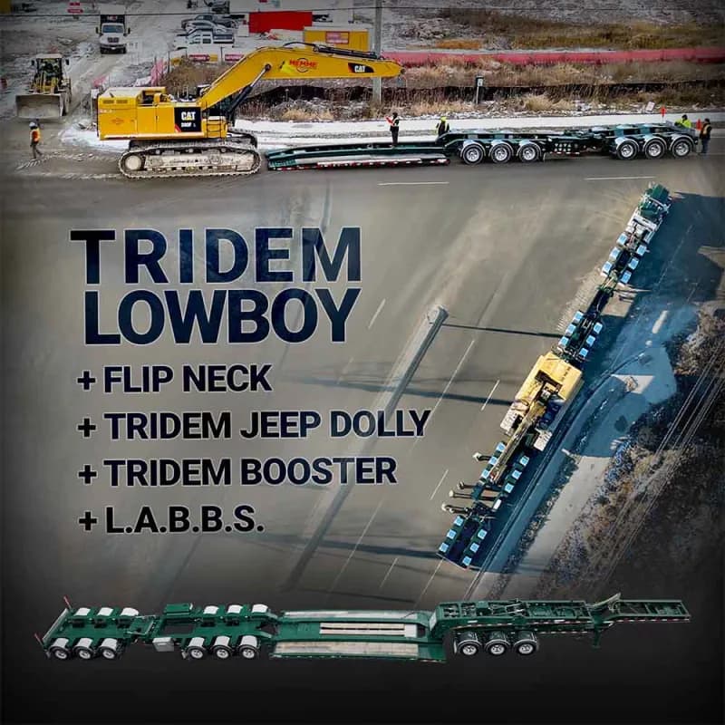 Loadstar Trailers Specialized Lowboy Trailer System Tri Axle + Jeep Dolly + Flip Neck + Tri Axle Booster with L.A.B.B.S. Loadstar Automated Booster Balancing System