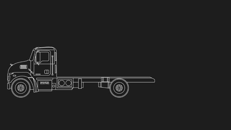 A white outline of a semi truck