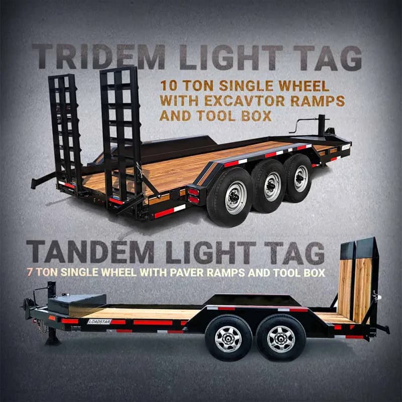 Loadstar Trailers 10 Ton Tridem and 7 Ton Tandem Light Tag Trailers For Sale