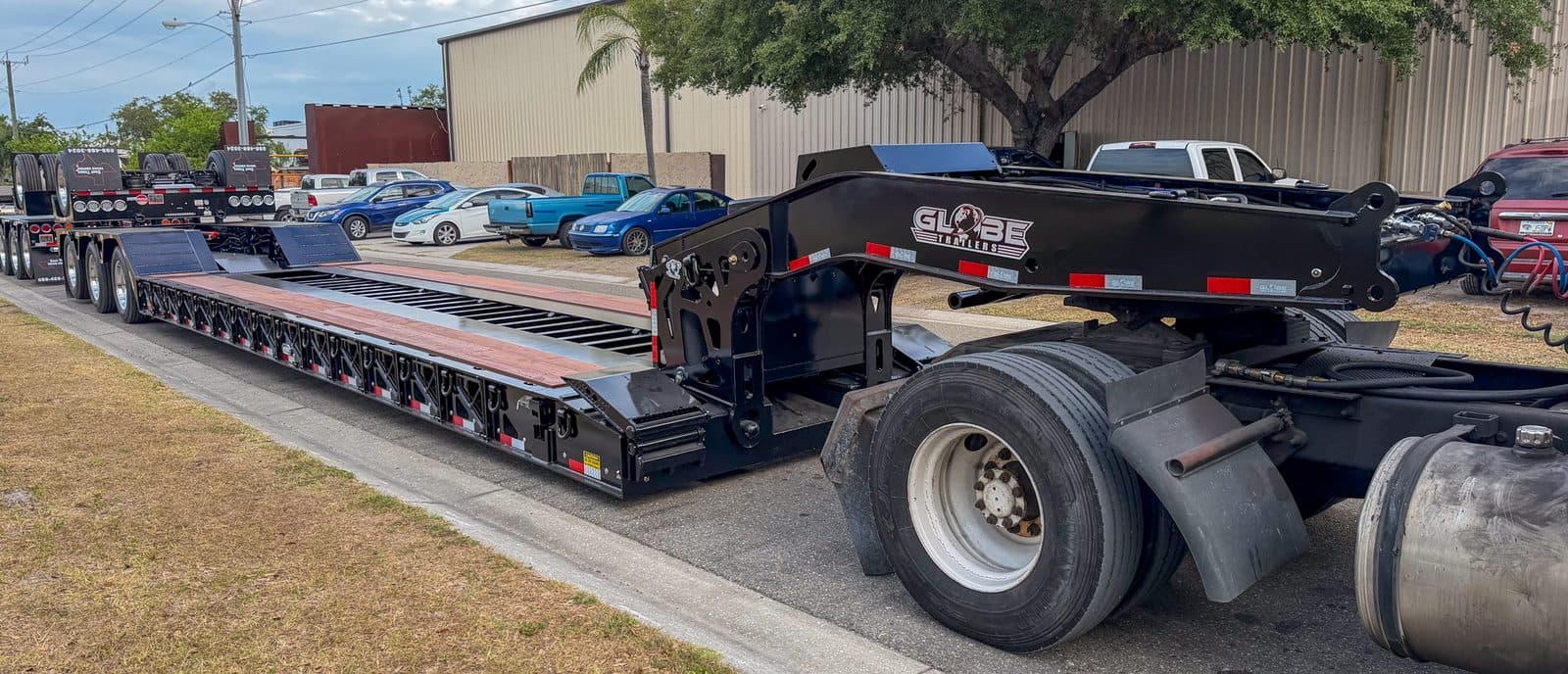Globe 55 ton extendable lowboy drawing 1236596 side view