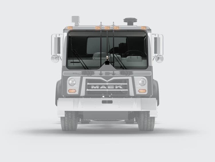 Front view of a Black Mack Terrapro truck.